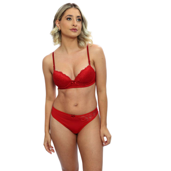 Conjunto Lingerie em Microfibra com Renda. REF - D83