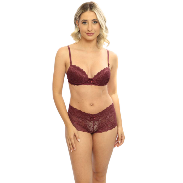 Conjunto Lingerie em Microfibra com Renda. REF - D86